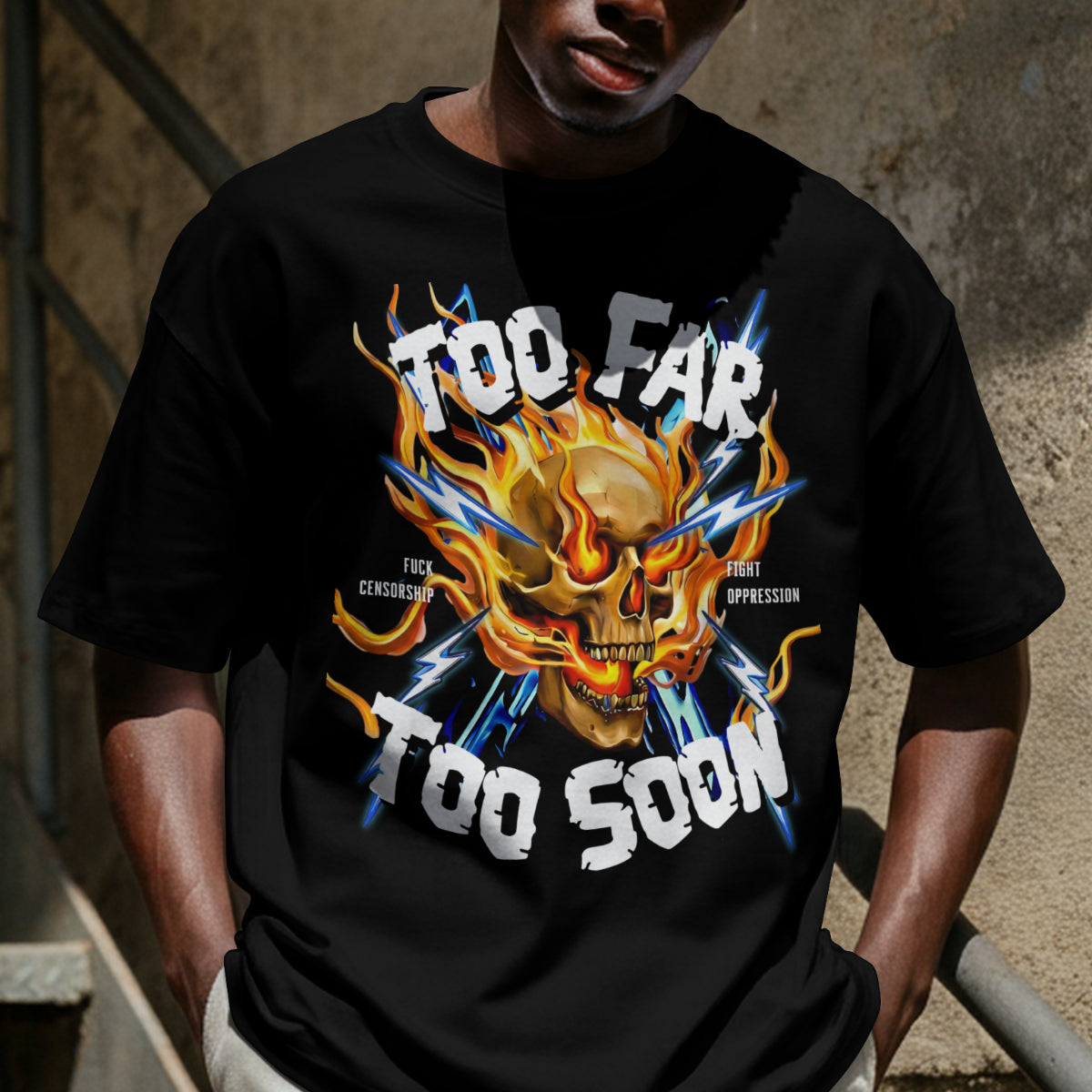 Too Far Too Soon Shocking Skull - T-shirt