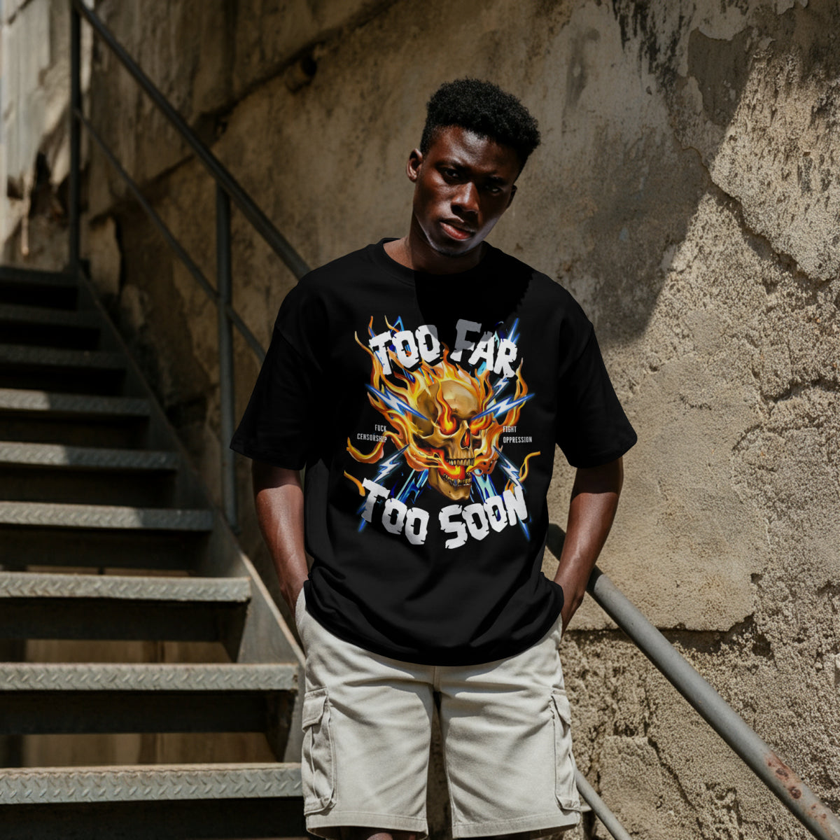 Too Far Too Soon Shocking Skull - T-shirt